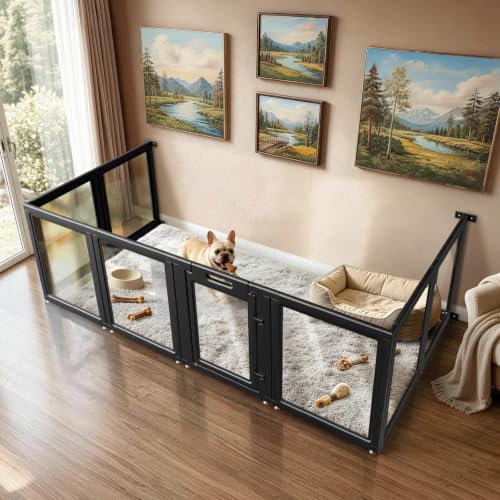 Image of FXW AuraSpace Acrylic Dog Playpen with Fence-to-Wall Anchors, 30 inchH, 8-Panel