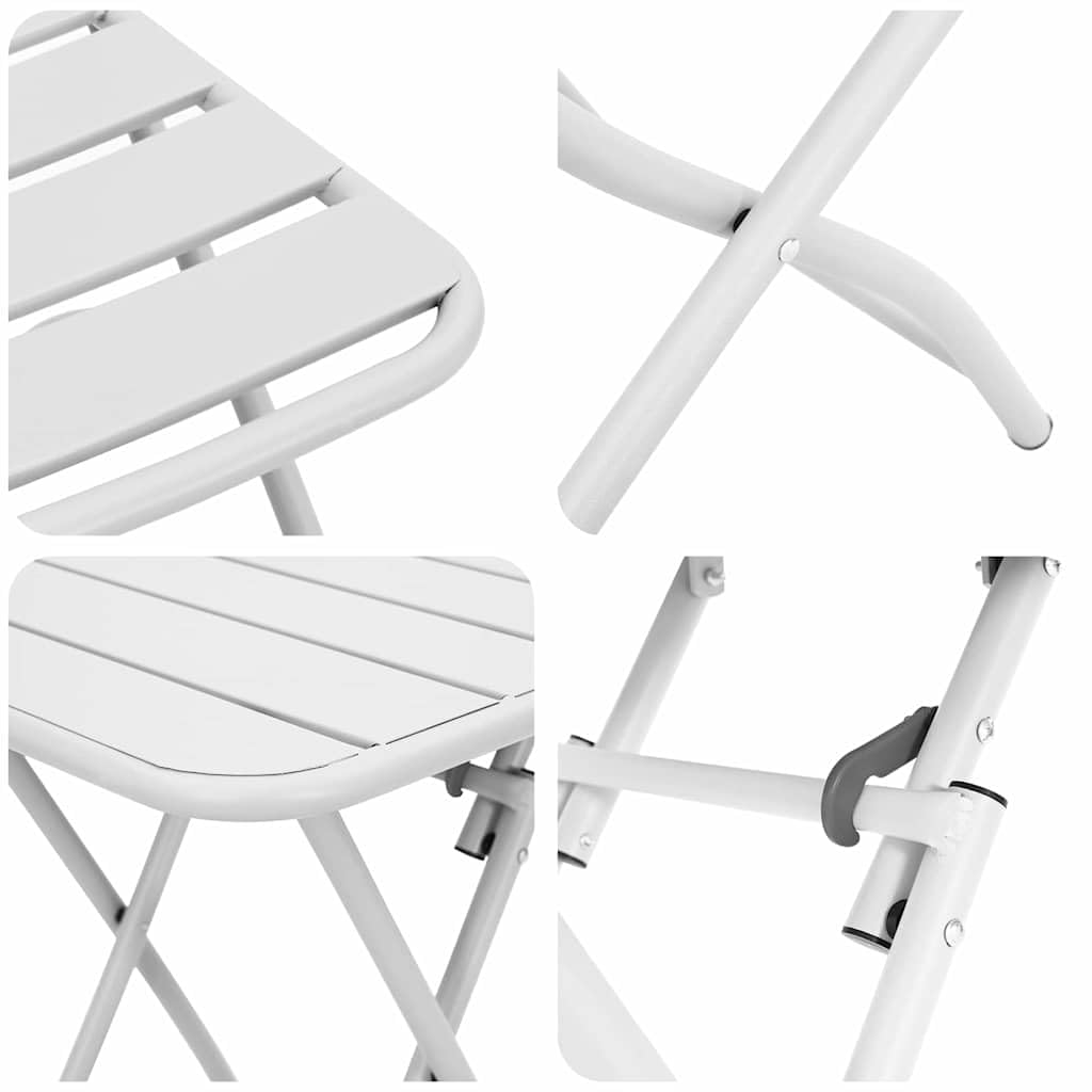 Set Bistrot Pieghevole 3 Pezzi Bianco Acciaio