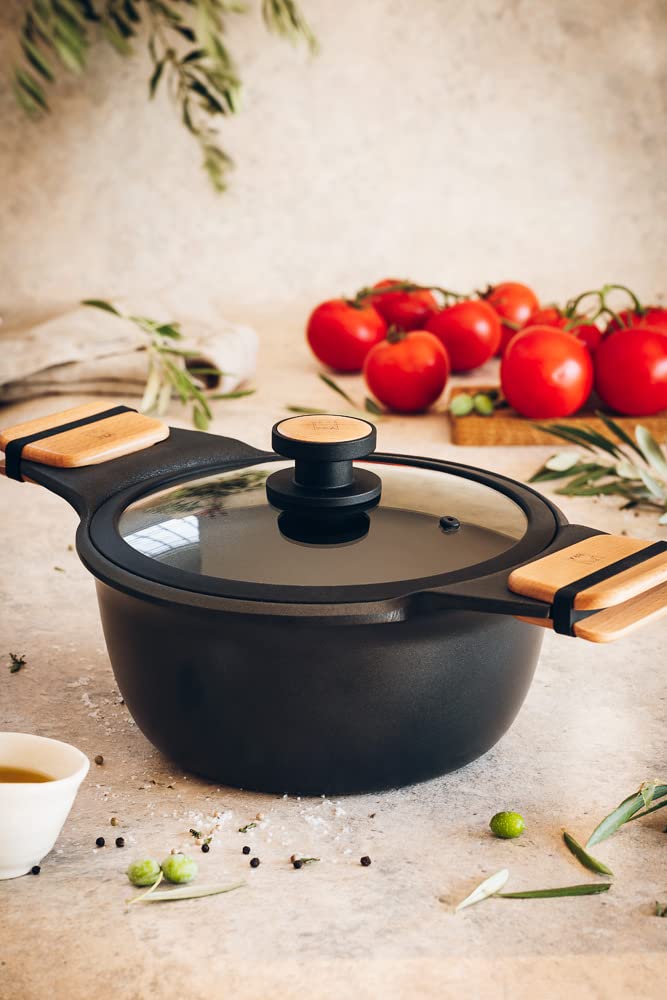 BRA Market | Casseruola alta 28 cm, Alluminio fuso con antiaderente, senza PFOA, Adatta a tutti i tipi di piani cottura, induzione inclusa