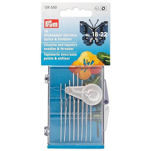 Prym 124550 Sticknadel-Sortiment ST 18-22 m./o. Spitze+Einfädler Silber