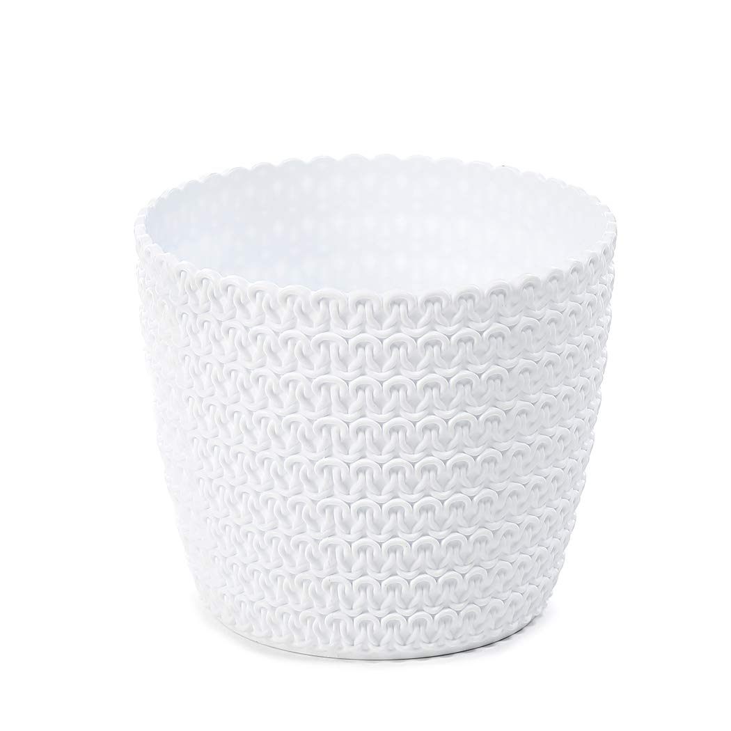 Blumentopf Übertopf Mit Strickoptik – Anthrazit, Ø 30,5 Cm, Wasserdicht, Aus PP-Kunststoff, Dekorativ
