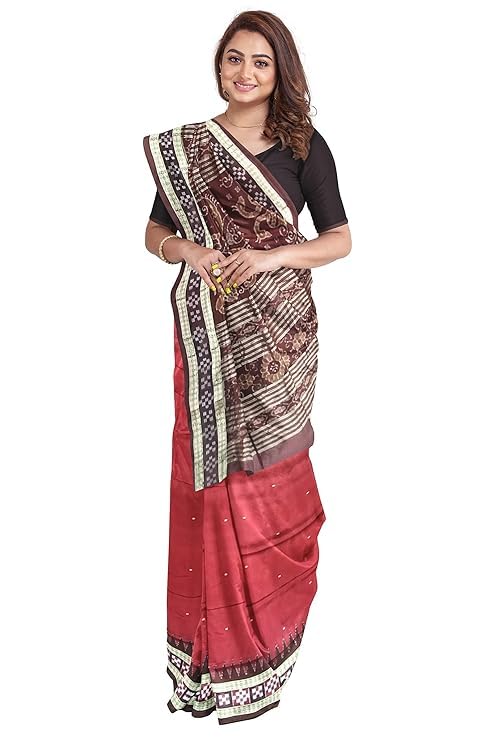 Image of Handmade Pure Bomkai Silk Saree Khandua Natural Silk Ikkat Saree For Women /Ethnic Wear /Traditonal Saree /Handloom Saree With Regular Fit Blouse Piece