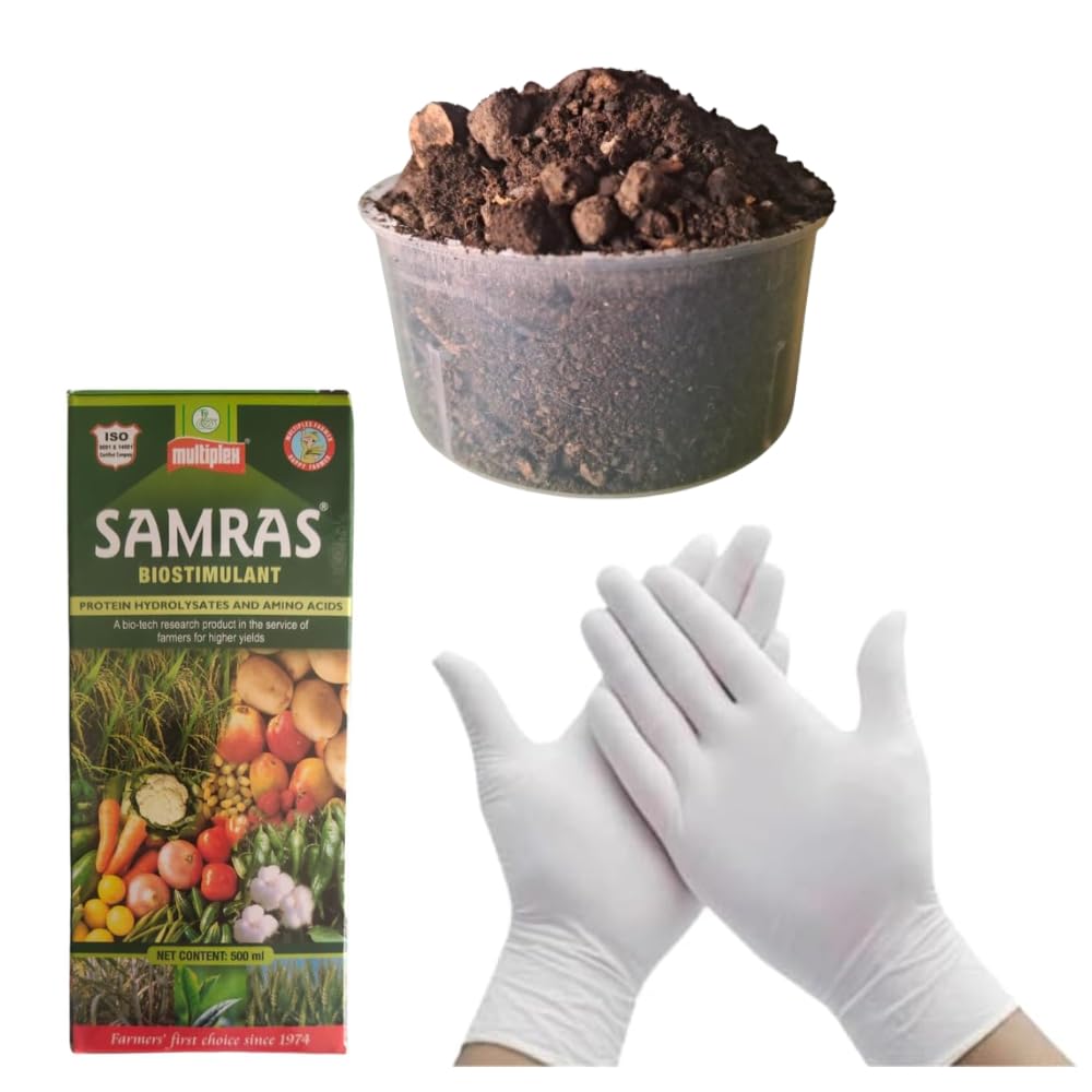 Combo Samras (500 ml) with 300 gm neem cake plant growth promoter for all kind of plants with free gloves-image-0