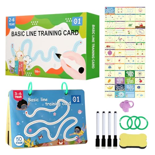 Pulisci libri di attività, pulisci cartella di lavoro,Libro di esercizi educativi per la scrittura a mano Libro di controllo della penna | Tracciare libri Giocattoli per l'apprendimento in età presco