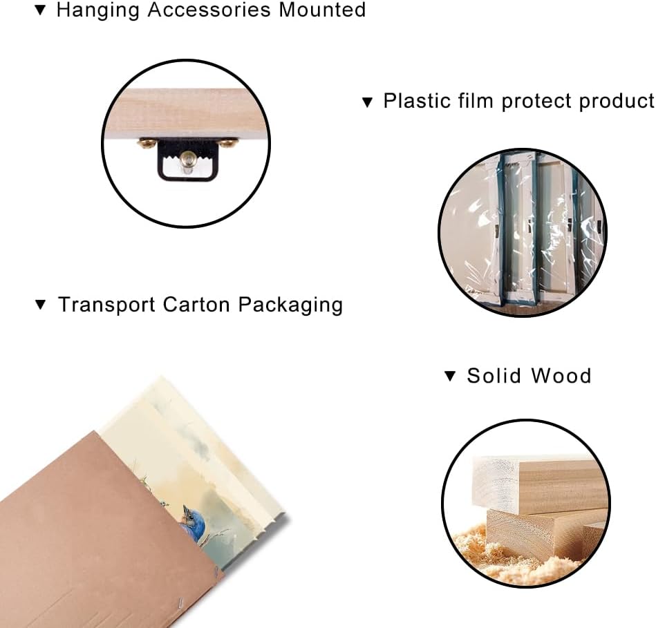 Blue Bird Stretched Canvas Wall Art for Bathoom Bedroom Home Decoration, Beautiful Lively Animal Family Picture Print Artwork Painting Decor, Gallery Wrapped Gift, Inner Frame 12x12 Inches x4p