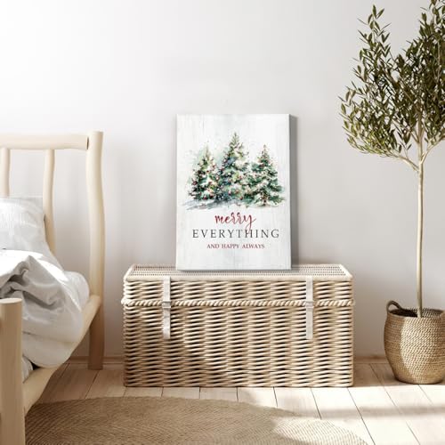 HIWX Christmas Tree Wall Art Decor, Merry Everything And a Happy Always Christmas Framed Canvas Painting Wall Art Decor, Christmas Tree Winter Wall Art Home Decoration For Bedroom Living Room 11x14 by HIWX - Used condition - Image 3