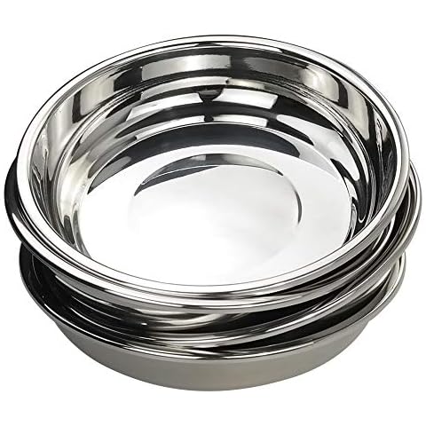 Doryh 18/10 Stainless Steel Dinner Plates Dishes Set, Round Camping Plates, 8.65-Inch/Set of 4 Cover