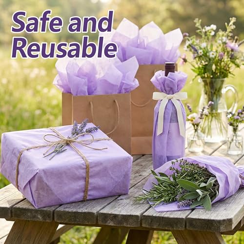 Image of Bobobag 100 Sheets Lavender Purple Tissue Paper 20 inchX14 inch Tissue Paper for Gift Bags, Gift Wrapping Tissue, Christmas Tissue Paper Anniversary Holiday Decoration Arts Craft