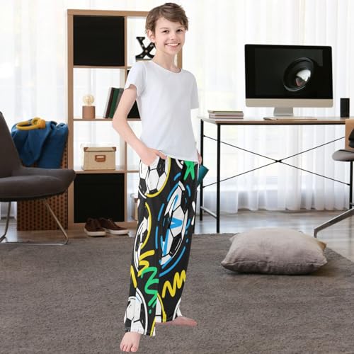 Boys' Pj Pants Soccer Painting Joggers Elastic Long Bottom Trousers Sweatpants with Pockets Size 6-14 6