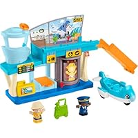 Fisher-Price Little People Toddler Toy Everyday Adventures Airport Playset with Airplane for Preschool Pretend Play Ages 1+ Years, HTJ26