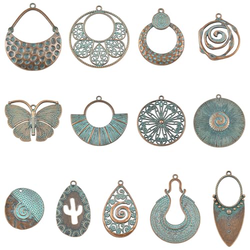 Cheriswelry 13 Pieces Vintage Bohemia Metal Charms Pendants for Jewelry Making Boho...