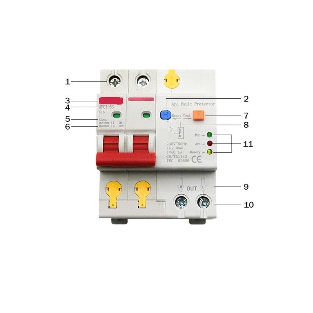 1 Uds 220V 2P AFDD AFCI Protector De Fallas De Arco Detector Disyuntor Interrupción Sobrecarga Fuga Cortocircuito Protección De Voltaje Componentes electricos