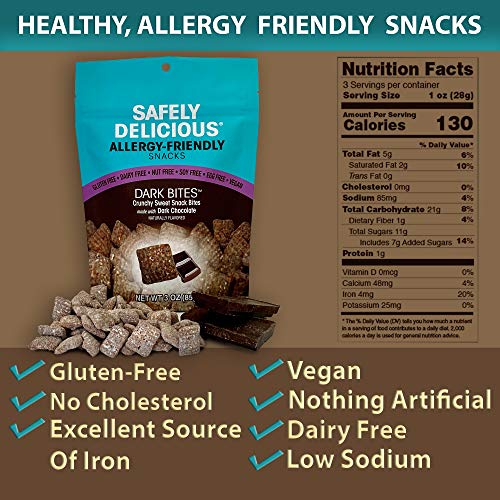 image for Safely Delicious 5 Pack Allergen-Free Dark Chocolate Bites (1oz.) All-