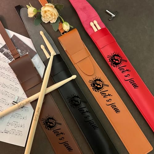 Bolsa De Cuero Personalizada For Baquetas, Bolsa Personalizada For Baquetas, Regalo Personalizado For Bateristas, Soporte For Baquetas, Estuche For Baquetas, Regalo For Músicos.(Black)