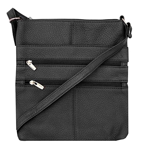 SILVERFEVER Women’s Leather Large Crossbody Travel College Student Indie Style Handbag Water Resistant