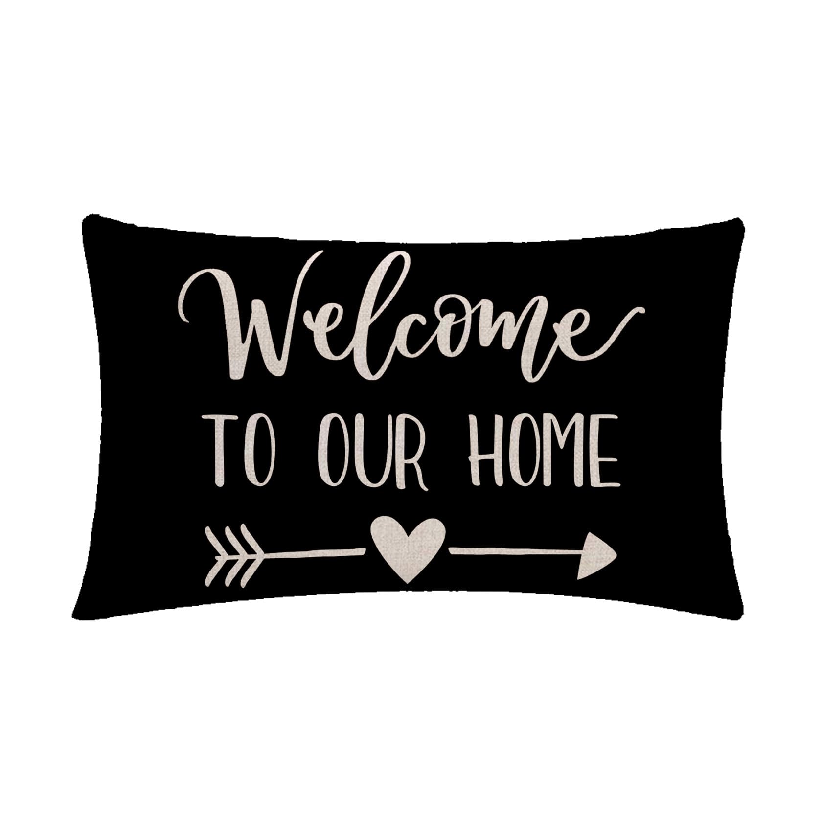 7COLORROOM 2Pack Farmhouse Decor Lumbar Pillow Covers Black Family Saying Home Sweet Home Rectangular/Waist Cushion Cover Welcome to Our Home Housewarming Gifts Pillowcases 12”×20” (12”×20”, Black) 1