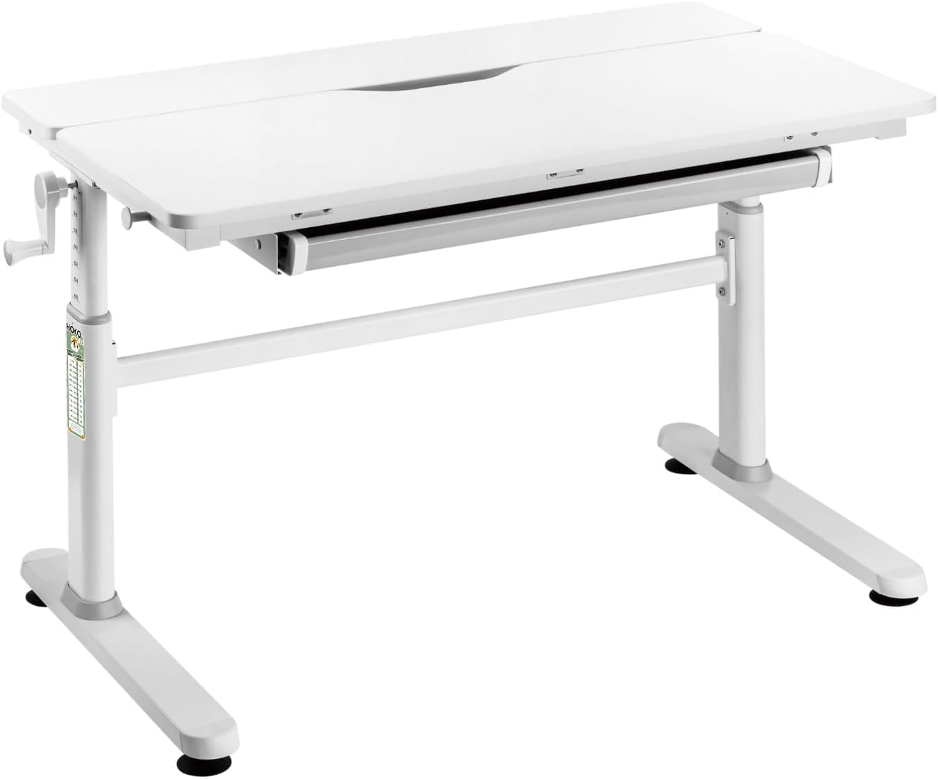 HOKO Kinderschreibtisch Höhenverstellbar 54-76cm Neigbare Schreibtischplatte mit Schubladen 100x60cm Arbeitsfläche – Für Kinder ab 6 Jahren (Weiß, JANA)