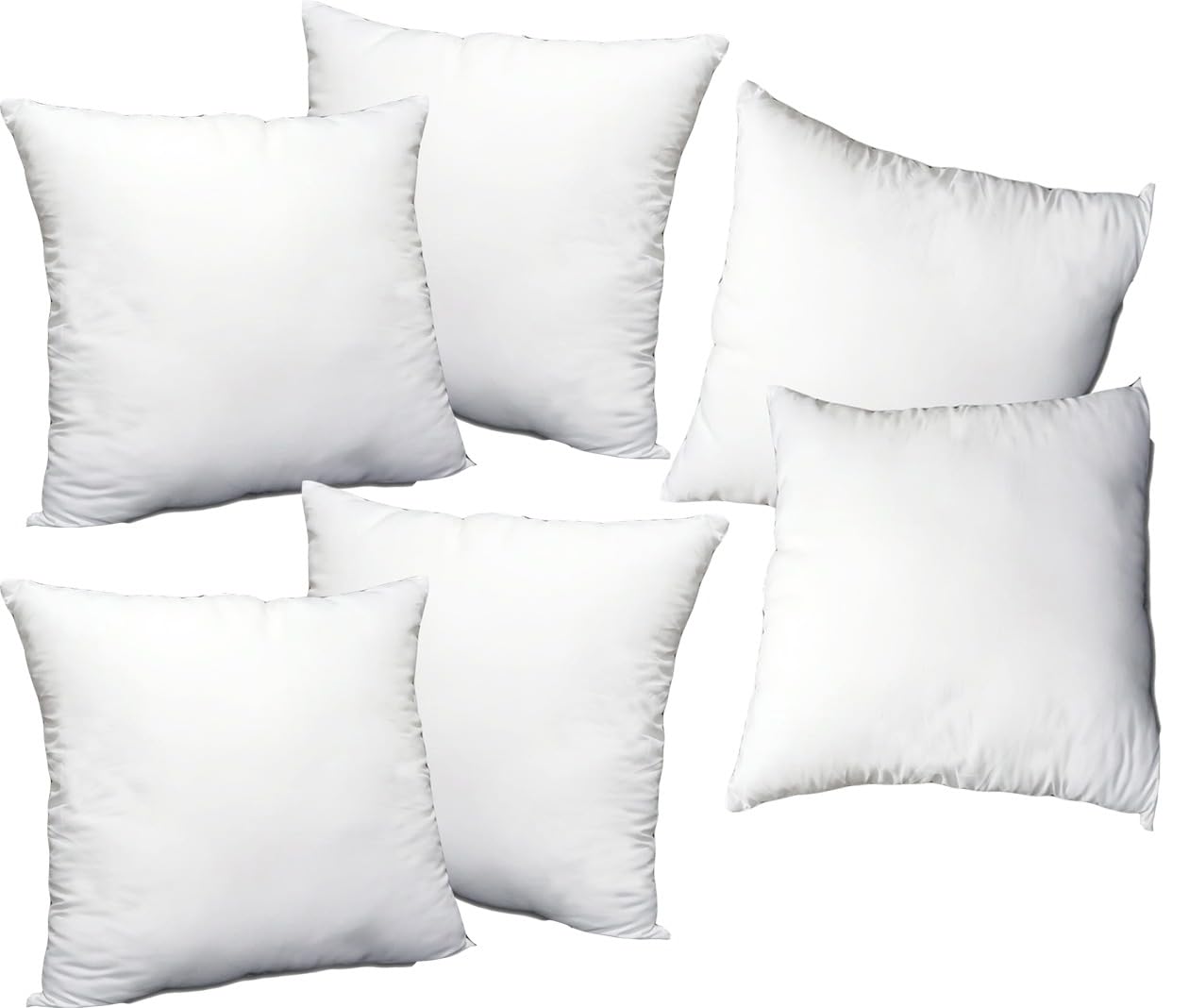 Casabella Luxury Cushion Inserts 30x30cm (12 x 12 Inches), 6 Pack, White, Polyester Hollowfibre, Square, Throw Pillow Stuffers