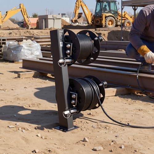 VEVOR Heavy Duty Double Welding Cable Reel, Welding Cable Lead Reels for 150FT 1/0 & 125FT 2/0 Cable, Powder-Coated Steel Reel with Locking Pin for Service Trucks, Fleet Maintenance, Jobsites by VEVOR - Image 2