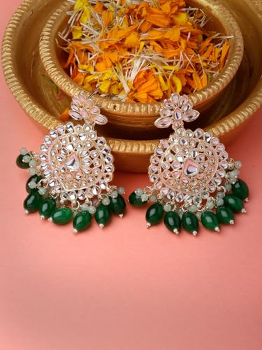 Elegant Beaded Kundan Drop Earrings (E105786)