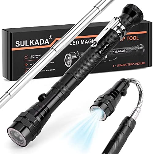 SULKADA LED Magnetic Telescoping Pick up Tool with LED Light, Valentines Gifts Ideas Flexible Neck,Stocking Suffer Gifts for Men/Dad/Women