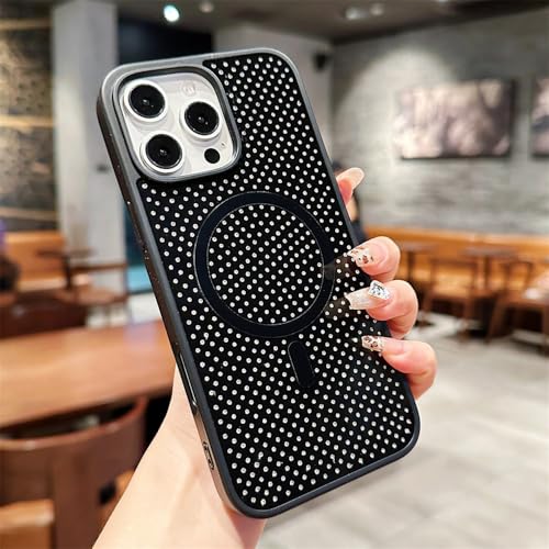 Coque iPhone 13 Pro Max diamant magnétique noire pour un éclat quotidien