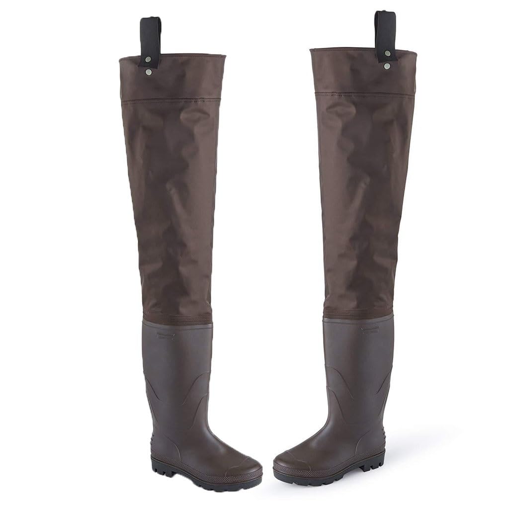 IBOWZ Waders Pesca Pantaloni da Pesca in Nylon Impermeabile e Stivali Antiscivolo con Suola in Tendine di Mucca, Stivali da Pesca Regolabili e Resistenti