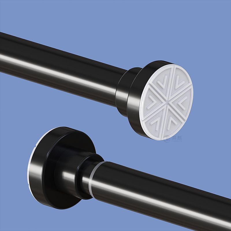 Image of HomeCloud Tension Shower Curtain Rod - Expandable, No Drilling Required, Rust-Proof & Heavy-Duty for Bathroom or Divider Use (Black Pack of 1, Extendable - 50 to 80 Cm)