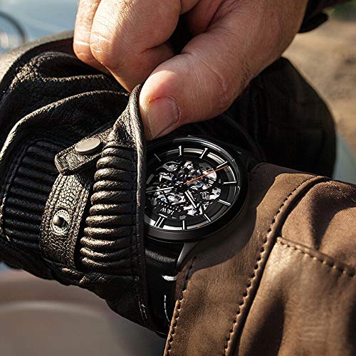 Image of Automatic Watch for Men Black Skeleton Mechanical Watch