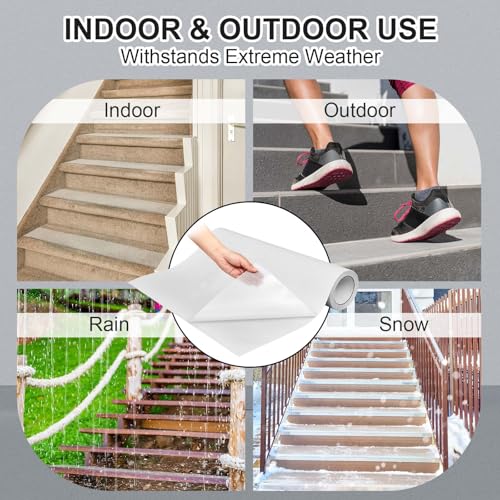 Image of Watersay 12 Inch X 20 ft Anti Slip Traction Tape Widen Waterproof Clear Non Skid Tape Durable Grip and Friction Stair Non Slip Strips Abrasive Adhesive for Stairs Steps Ramp Outdoor Indoor
