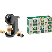 NESCAFE  DOLCE GUSTO Genio S Automatic Coffee Machine Anthracite Starter Kit, Including 6 boxes of STARBUCKS White Cup Coffee Pods