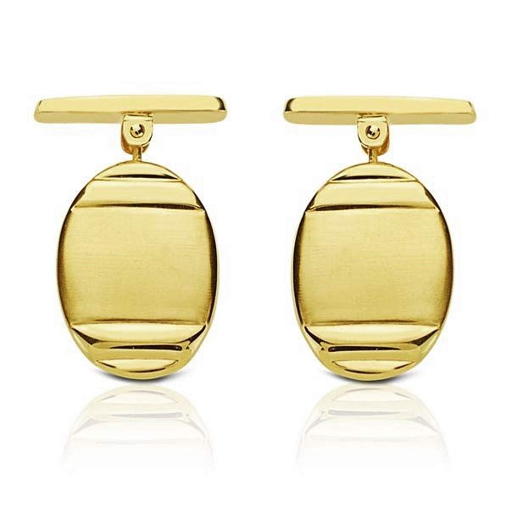 Gemelos oro 18k oval 18mm. mate y brillo 4 surcos hombre