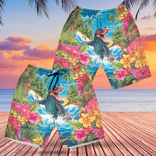 Crocodile Men's Swim Trunks - Alligator Hawaiian Shorts for Men, Men's Summer Bathing Shorts Set 362