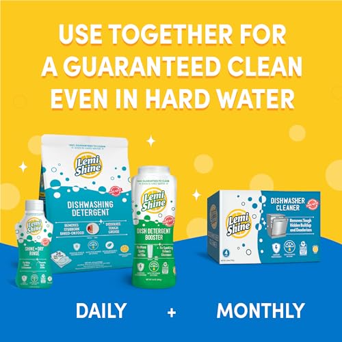 Image of Lemi Shine Natural Dish Detergent Booster - Hard Water Stain Remover - Multi-Use Citric Acid Cleaner - 24 oz (2 Pack)
