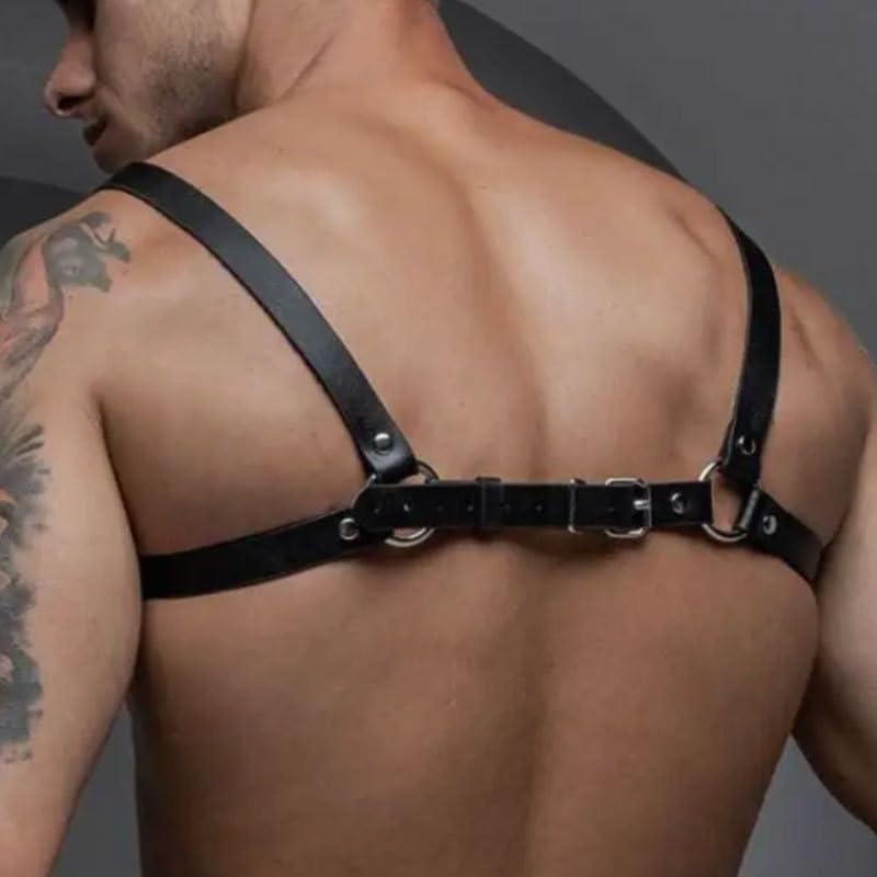 Fstrend Chest Harness Belt for Men Black Shoulder Leather Strap Fashion Rave Body Accessory4