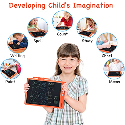 GKTZ LCD Writing Tablet for Kids, Colorful Toddler Doodle Board 10 Inch, Girls Toys Drawing Tablet Writing Pad, Learning & Education Toys Birthday Gifts for 3 4 5 6 7 8 year old kids boys girls-Orange - Thumbnail 6