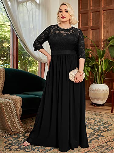 Miusol Women's Formal Floral Lace Plus Size Wedding Maxi Dress3