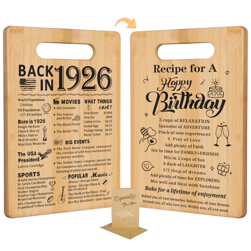 100th Birthday Gifts for Women Men,Back In 1926&Recipe for A Happy Birthday Double sided Cutting...