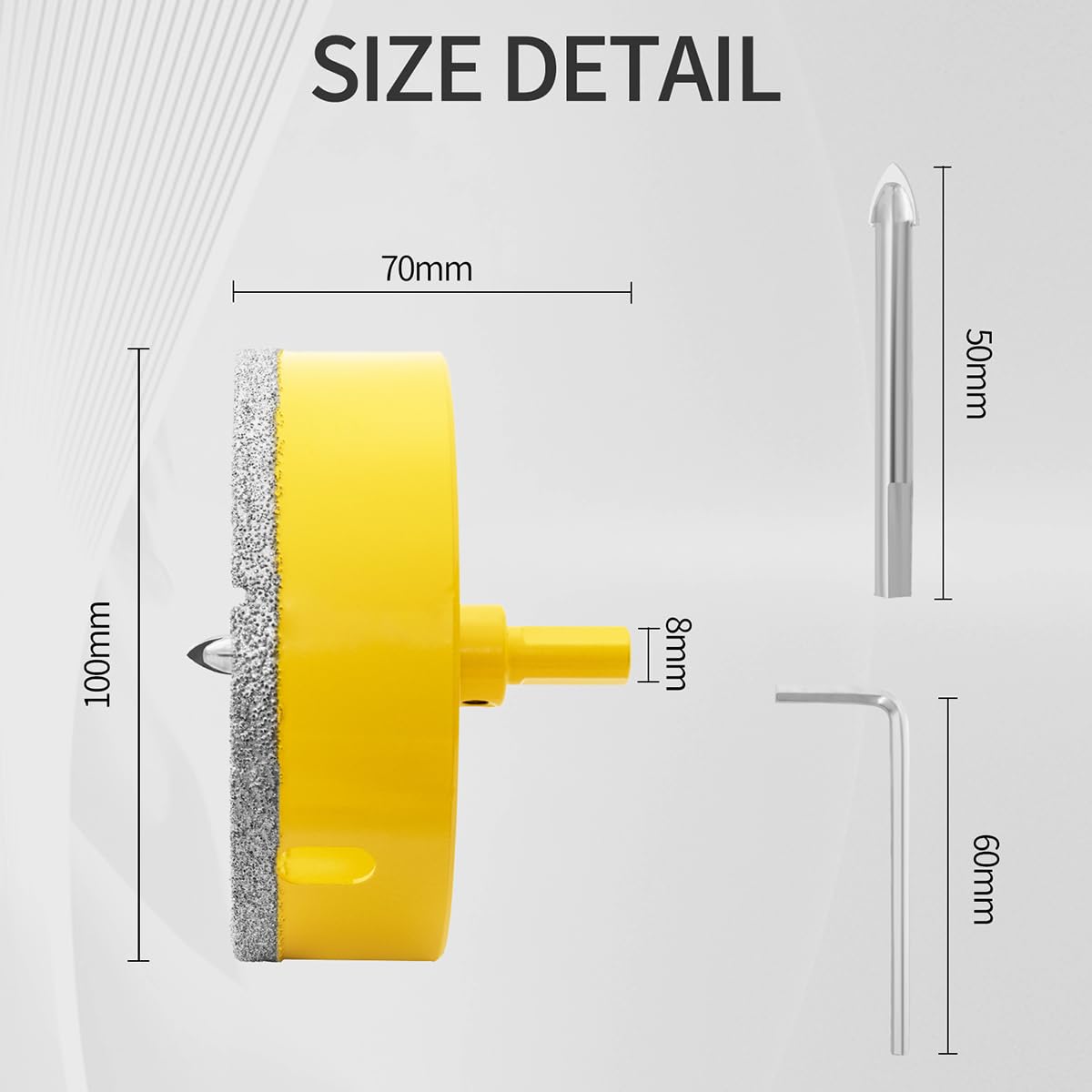 Sega a Tazza Diamantata 100mm con Punte Guida, Professionale Vacuum Brasato Punte per Trapano Diamantate per Piastrelle, Porcellana, Vetro, Marmo e Ceramica