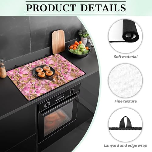 Image of Deer Branch Electric Stove Top Cover Heat Resistant Range Covers for Electric Stove Folding Dish Drying Mat Extra Large Glass Cooktop Covers Printed Flat RV Range Top Mats