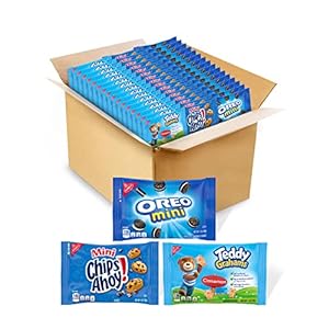 Nabisco Variety Pack OREO Mini Cookies, CHIPS AHOY! Mini Cookies and Teddy Grahams Cinnamon Graham Snacks, Cookie & Graham Snack Variety Pack, 48 Snack Packs