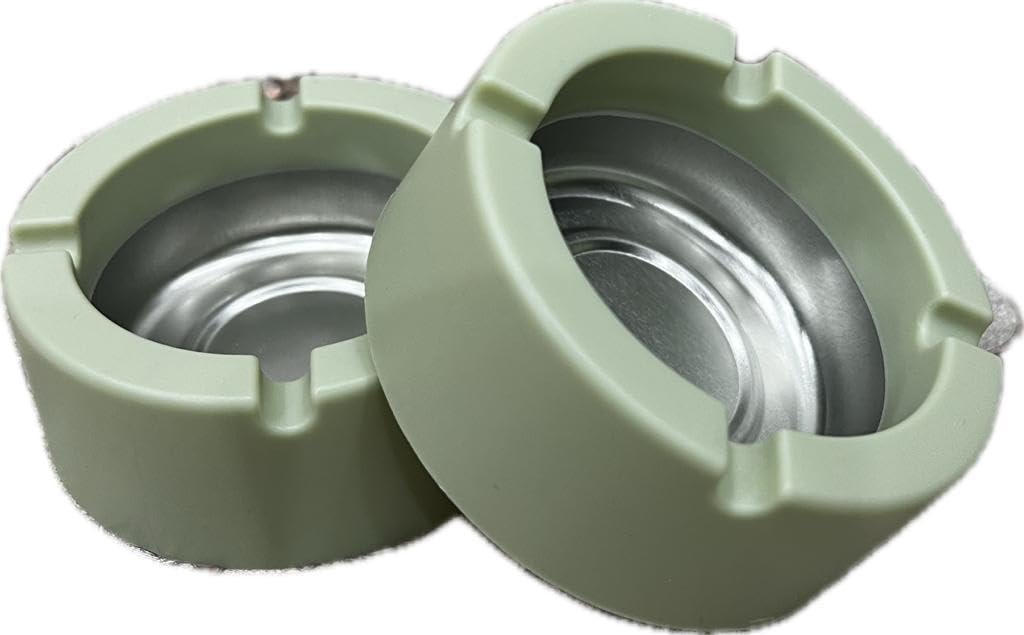 Colour Full Plastic Ashtray Pack OF 2,Pastel Colours Won't Break Steel base In 4 Colour Round Shape Ashtray for Home Office Restaurant (Pack OF 2) (Green)