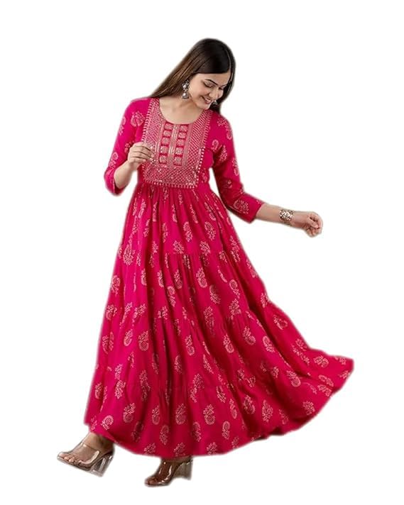 Women's Printed Rayon Anarkali Suit