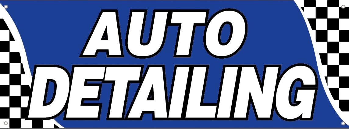 4LessCo 18x48 Inch AUTO DETAILING Vinyl Banner Sign with Grommets bb