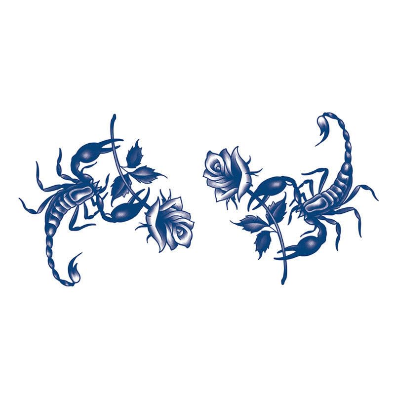 5 Pcs Herbal Rose Scorpion Temporary Tattoo Decal Arm Men And Women Waterproof Long-Lasting Simulation Tattoo