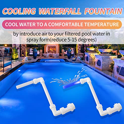 Water-Fountain Swimming Pool Sprinkler Decoration - Solid Blue LED Light Pool Aerator Nozzle for Above & In-ground Pools Fitting 1.5” & 2.2”, Adjustable Pool Cooler Cascade Waterfall Decor - Thumbnail 5