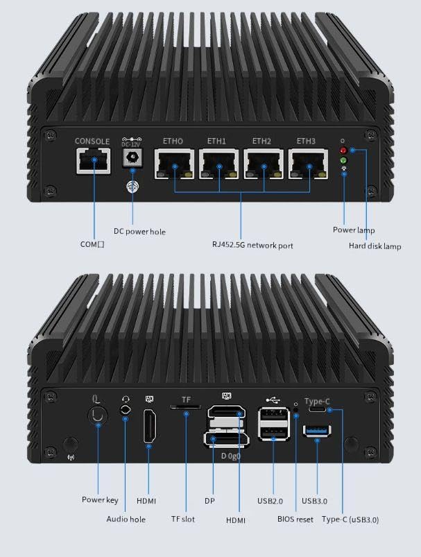 I3 1215U Bez wentylatora Mini PC z 2*DDR5/4*I226 2.5G LAN, BEZ RAM