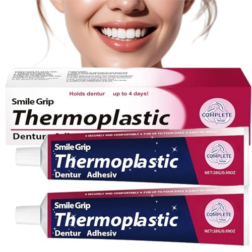 2Pcs Dentu/re Adhesive Cream,Long-Lasting Fixative Cream to Secure Den/tures,False Teeth Adhesive, Thermoplastic D/enture Adh/esive, D/ental Glue for Crowns, D/enture Repair Glue,Den/ture Fixative