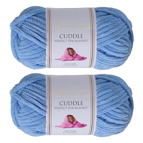 Utopia Crafts Cuddle Super Chunky Chenille Garn Himmelblau, 100 g Knäuel, 60 m, Flauschiges, Dickes Strickgarn Häkelgarn, Maschinenwäsche, Stricken Häkeln für Anfänger, Wollalternative, 2er-Pack