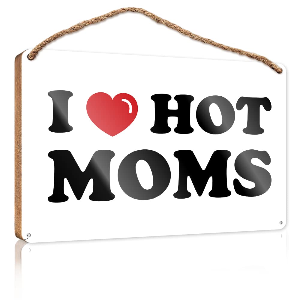 YYHLEH Wall Hanging Signs I Love Moms Wooden Sign(23X35CM)